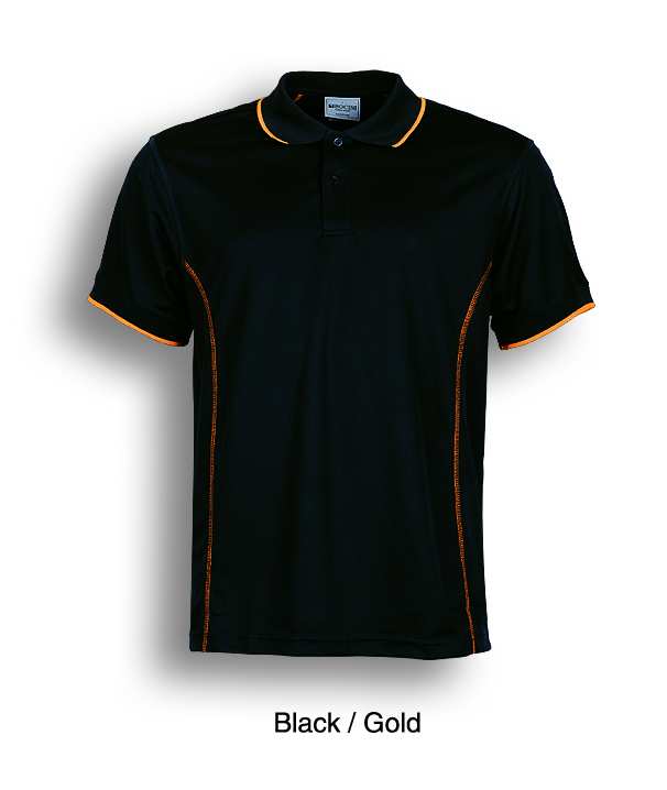 black/ gold, Polo Shirt, UPF: excellent protection, 160gsm, 100% breezeway polyester fabric,  Breathable, Draws Sweat from Body, Quick Dry